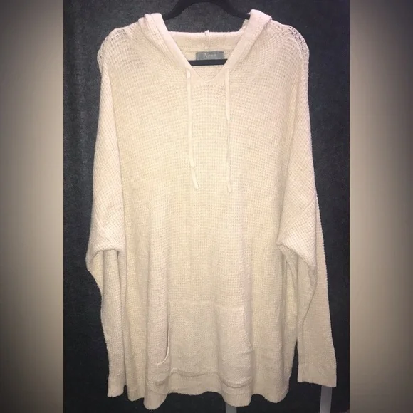 Natural Reflections XL Heather Waffle Oatmeal Long Sleeve Kangaroo Pocket Hooded - Picture 1 of 9